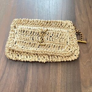 Yves Saint Laurent Beige Woven Clutch